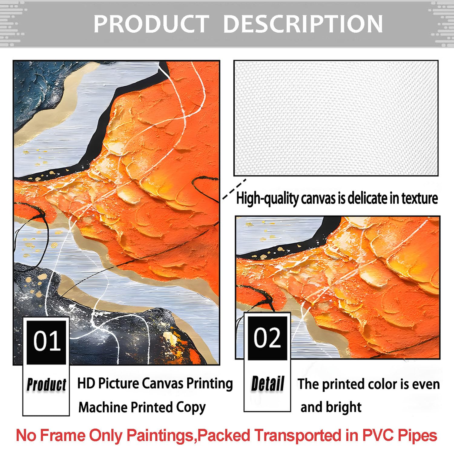 Amazon.com: Orange Texture Canvas Wall Art for Living Room Bedroom